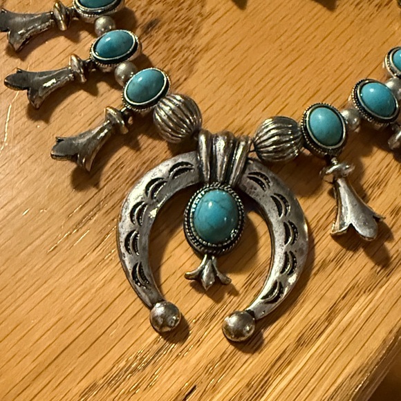 Silver and Turquoise Necklace and Earring Set - Picture 4 of 4